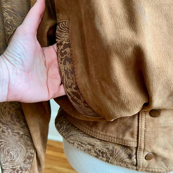 Vintage 80s Suzie’s Fashion Tan Leather Jacket S Blouson Bomber Brown - Picture 5 of 12